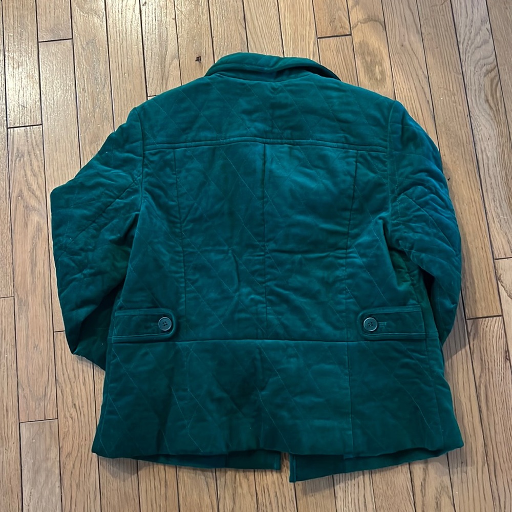 Green velvet button down coat - Picture 5 of 9